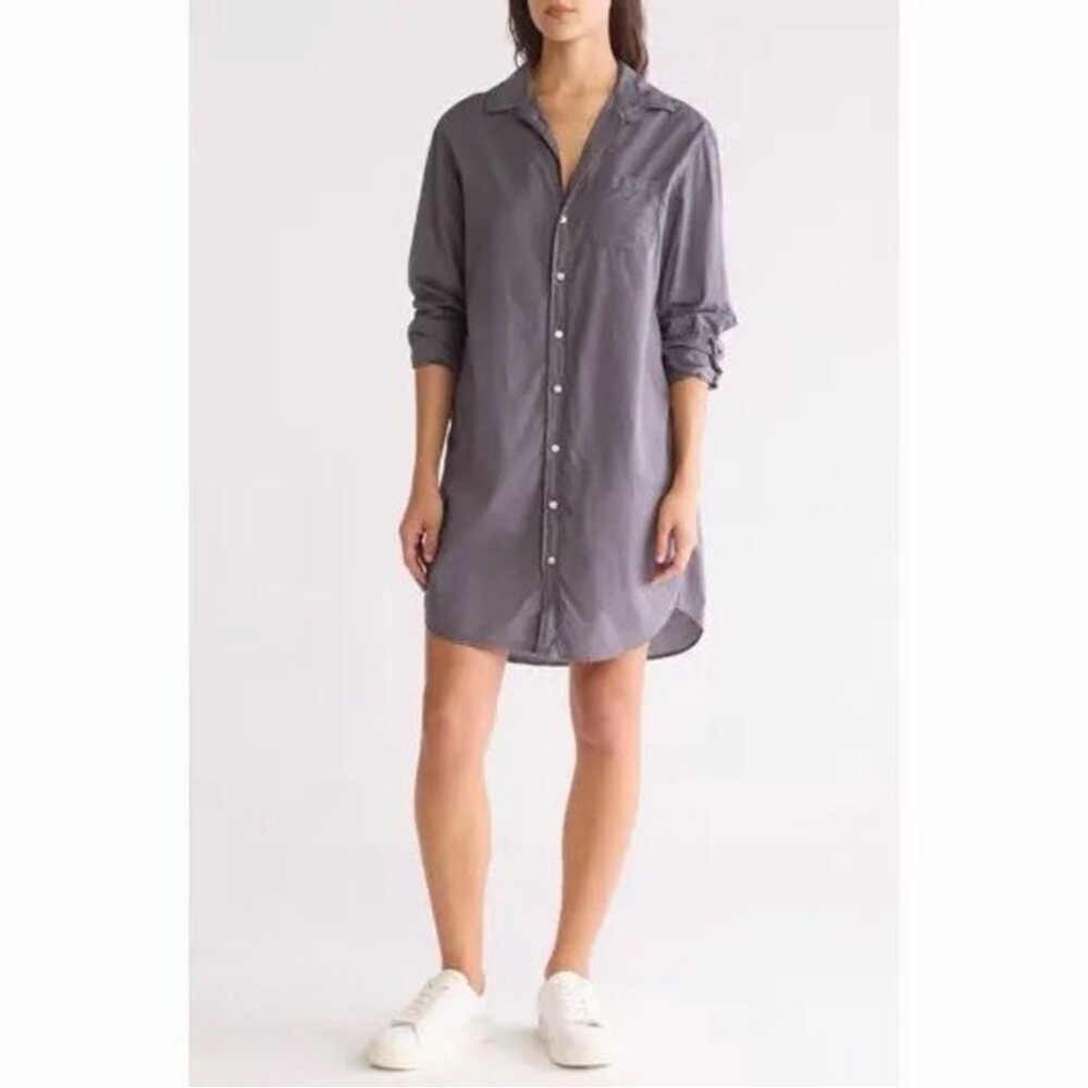Frank & Eileen Mary Shirtdress Famous Denim Distressed Mini Dress Gray Small S